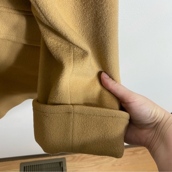 Moda International Wool Blend Pea Coat Large Camel Tan Brown Double Breasted - Picture 5 of 8